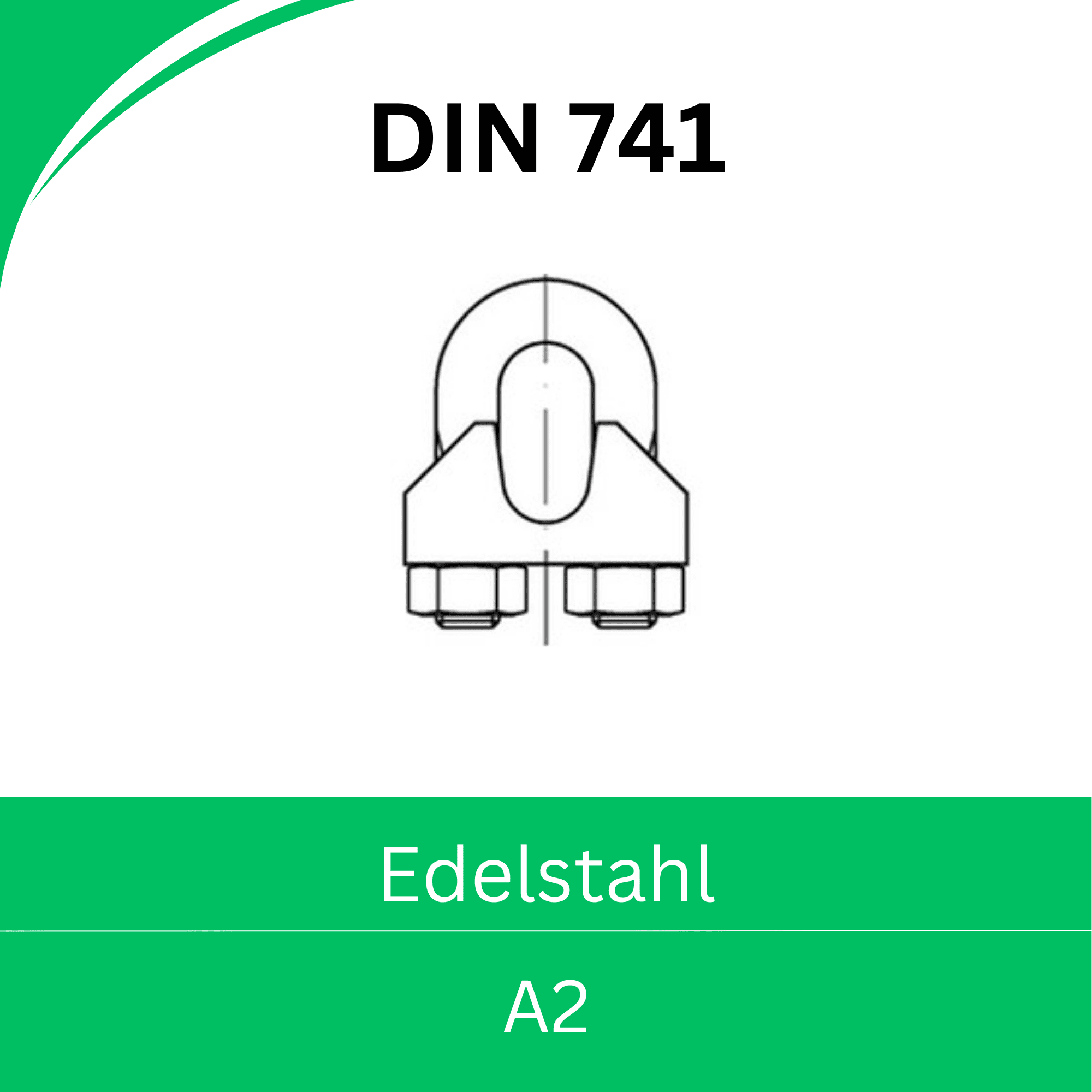 Bild für Kategorie ➤ Kategorie: DIN 741 ➤ Drahtseilklemmen (Edelstahl A2)